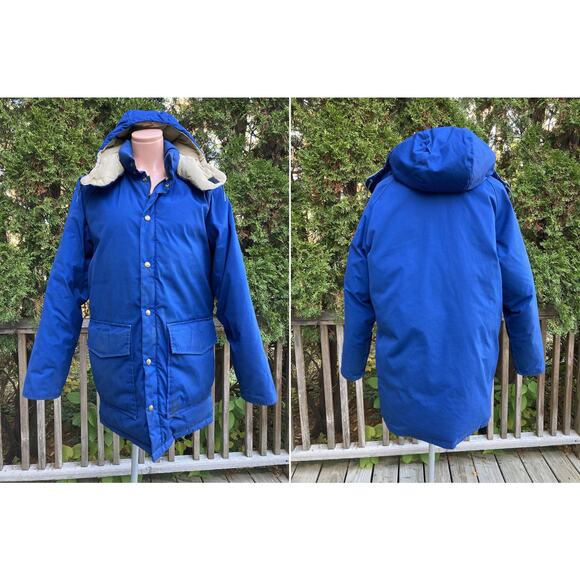 Size M Woolrich Down Filled Puffer Parka Jacket Vintage 80s Blue